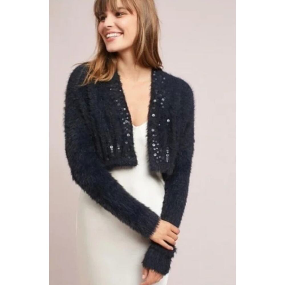 NWT Anthropologie Black Sweater/shrug with sequins - Small